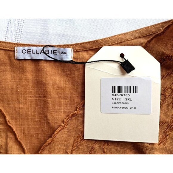 NWT CELLABIE Soft Orange Embroidered  Hi-Low Tunic Size 2XL - Picture 3 of 6